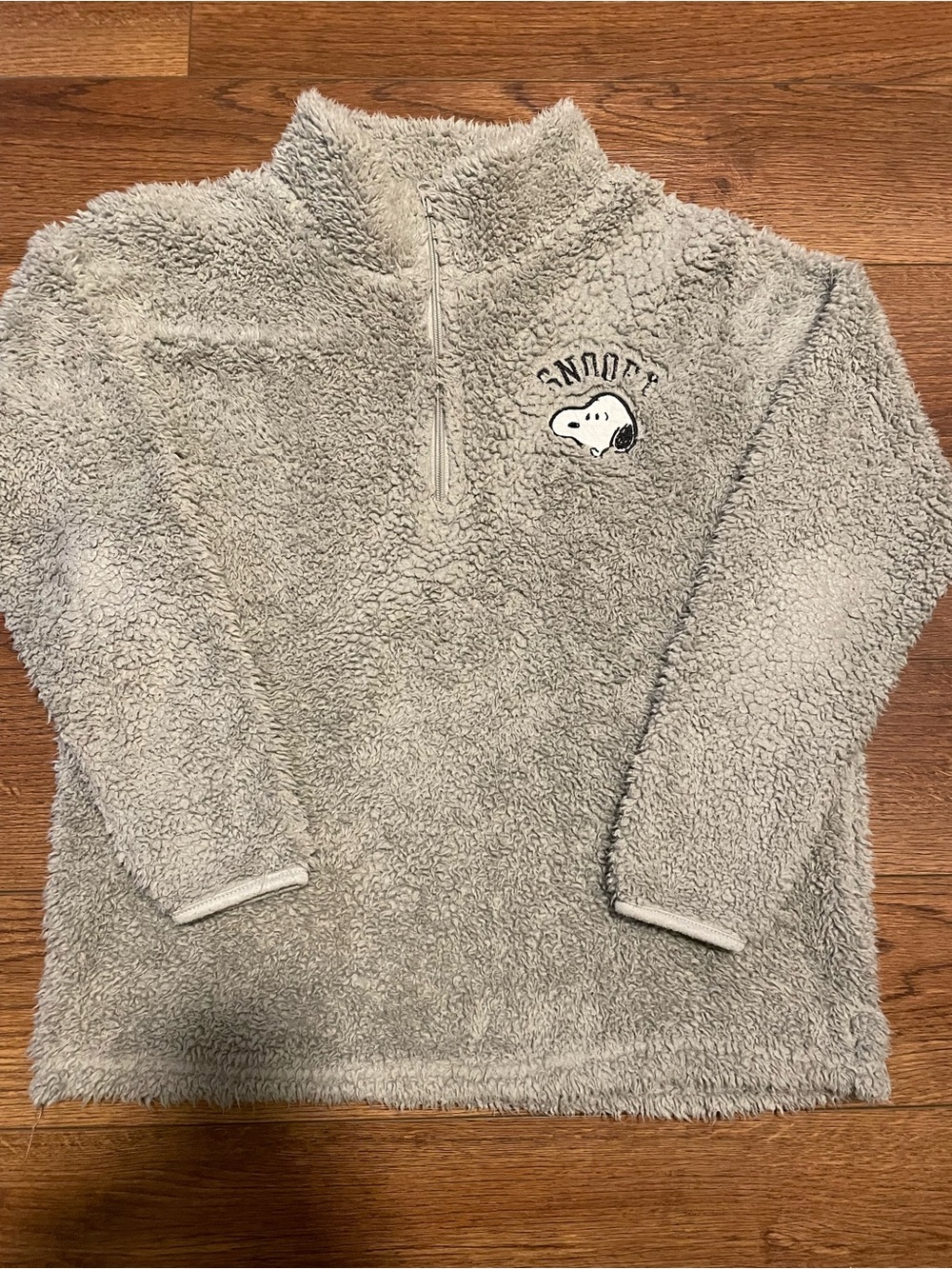 Peanuts Snoopy Half-Zip Pullover Sweater - Light Gray